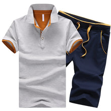 Load image into Gallery viewer, Cotton Mens Sets Summer Button Polo Shirts Sets Turn Down Mens Shorts 4XL Men Clothes 2 Piece Set Tracksuit Elastic Waist Shorts