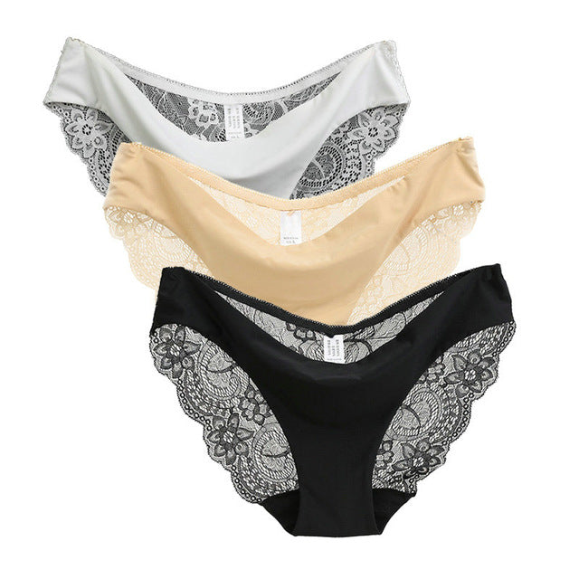 Ladies Underwear Woman Panties Sexy Lace Plus Size Panty Transparent Low-Rise Cotton Briefs Intimates New