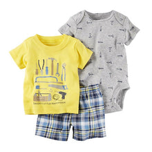 Load image into Gallery viewer, summer newborn baby boy clothes animal print t-shirt tops+rompers+shorts outfit infant clothing set new born babies suit cotton