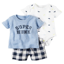 Load image into Gallery viewer, summer newborn baby boy clothes animal print t-shirt tops+rompers+shorts outfit infant clothing set new born babies suit cotton