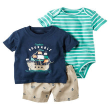 Load image into Gallery viewer, summer newborn baby boy clothes animal print t-shirt tops+rompers+shorts outfit infant clothing set new born babies suit cotton