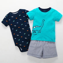 Load image into Gallery viewer, summer newborn baby boy clothes animal print t-shirt tops+rompers+shorts outfit infant clothing set new born babies suit cotton