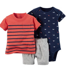 Load image into Gallery viewer, summer newborn baby boy clothes animal print t-shirt tops+rompers+shorts outfit infant clothing set new born babies suit cotton