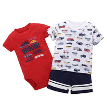 Load image into Gallery viewer, summer newborn baby boy clothes animal print t-shirt tops+rompers+shorts outfit infant clothing set new born babies suit cotton