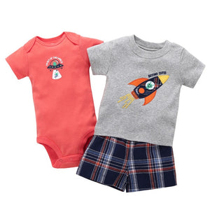 summer newborn baby boy clothes animal print t-shirt tops+rompers+shorts outfit infant clothing set new born babies suit cotton