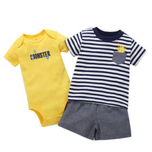 Load image into Gallery viewer, summer newborn baby boy clothes animal print t-shirt tops+rompers+shorts outfit infant clothing set new born babies suit cotton