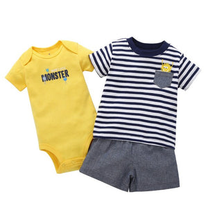 summer newborn baby boy clothes animal print t-shirt tops+rompers+shorts outfit infant clothing set new born babies suit cotton