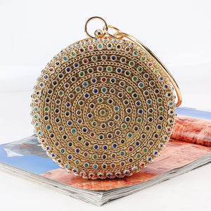 CICICUFF Colorful Diamond Evening Round Ball Fashion Designer Gold Clutch Purse