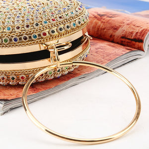 CICICUFF Colorful Diamond Evening Round Ball Fashion Designer Gold Clutch Purse