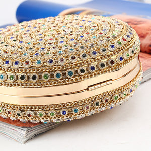 CICICUFF Colorful Diamond Evening Round Ball Fashion Designer Gold Clutch Purse