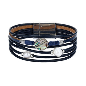 Fashion Pearl Multilayer Leather Bracelet Bangle