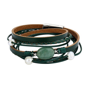 Fashion Pearl Multilayer Leather Bracelet Bangle