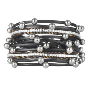 Fashion Pearl Multilayer Leather Bracelet Bangle