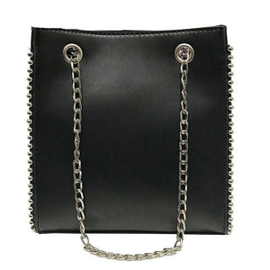 Solid color beaded fashion chain shoulder  bag