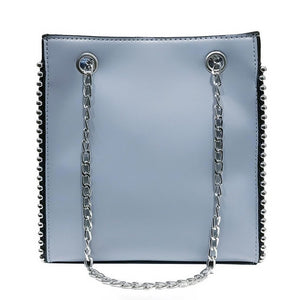 Solid color beaded fashion chain shoulder  bag