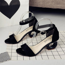 Load image into Gallery viewer, Leopard Sheepskin Fashion Brands Sandals Horse Hair Strange Style Buckle Strap Party Pumps Yellow Sexy Ankle Strap Woman Shoes