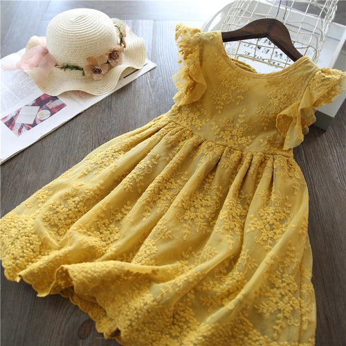 Lace And Flower Design Baby Girls Dress Kids Dresses For Girls