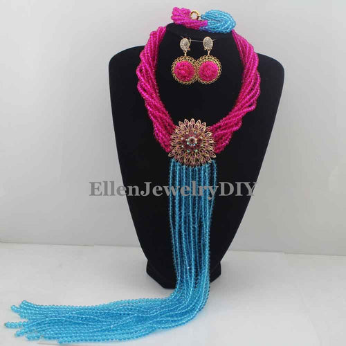 Nigerian Wedding African Beads Rushed Classic Women Crystal Jewelry Sets