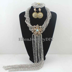 Nigerian Wedding African Beads Rushed Classic Women Crystal Jewelry Sets