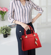 Load image into Gallery viewer, Fashion Women Handbags Tassel PU Leather Totes Bag Top-handle Embroidery