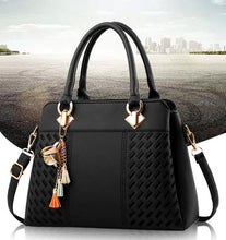 Load image into Gallery viewer, Fashion Women Handbags Tassel PU Leather Totes Bag Top-handle Embroidery