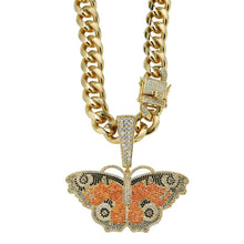 Load image into Gallery viewer, JINAO Hip Hop Sliver Gold Butterfly Pendant Necklace