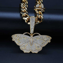 Load image into Gallery viewer, JINAO Hip Hop Sliver Gold Butterfly Pendant Necklace