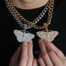 Load image into Gallery viewer, JINAO Hip Hop Sliver Gold Butterfly Pendant Necklace