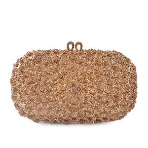 Dazzling Flower Women Evening Bags Luxury Diamond Crystal Clutch Women Evening Handbag Hollow Out Wedding Party Shoulder Bag