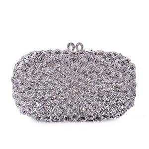 Dazzling Flower Women Evening Bags Luxury Diamond Crystal Clutch Women Evening Handbag Hollow Out Wedding Party Shoulder Bag