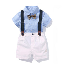 Load image into Gallery viewer, Clothing for Boys Baby Bow Set Clothes Set  Blue Shirt Top+Suspender Pants Outfits