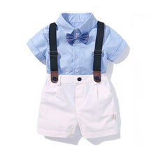 Load image into Gallery viewer, Clothing for Boys Baby Bow Set Clothes Set  Blue Shirt Top+Suspender Pants Outfits