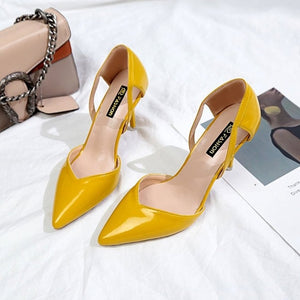 2019 HOT sale fashion Women Shoes Pointed Toe Pumps PU Leather Dress High Heels Shoes
