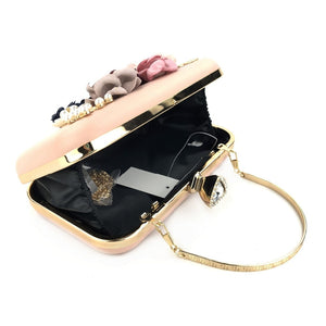 2019 New Women Clutch Bag Flower Ladies Dark Blue Evening