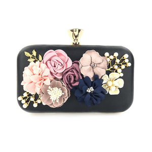 2019 New Women Clutch Bag Flower Ladies Dark Blue Evening