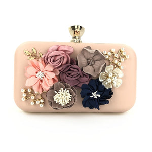 2019 New Women Clutch Bag Flower Ladies Dark Blue Evening