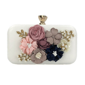 2019 New Women Clutch Bag Flower Ladies Dark Blue Evening