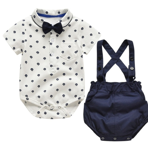 Baby Boy Clothing Set 2019 New Summer Infant Boys Rompers Tie Shirts+Overalls Pants 2PCS Outfit Sets Gentlemen Suit