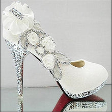Load image into Gallery viewer, Wedding Shoes Glitter Gorgeous Bridal Evening Party Crystal High Heels Women Shoes Sexy Woman Pumps silver Bridal Shoes 34-41