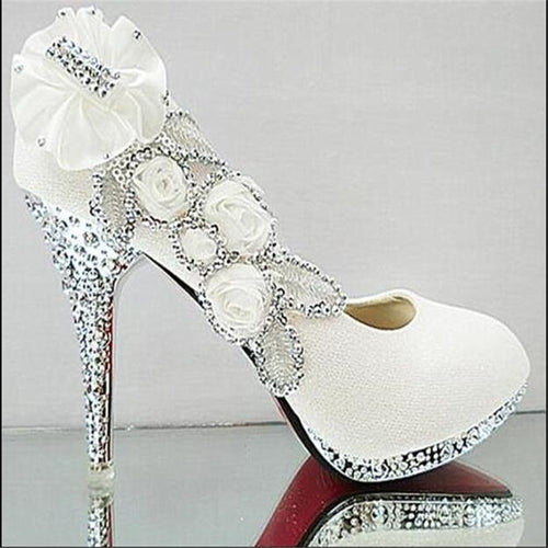 Wedding Shoes Glitter Gorgeous Bridal Evening Party Crystal High Heels Women Shoes Sexy Woman Pumps silver Bridal Shoes 34-41