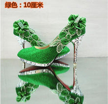 Load image into Gallery viewer, Wedding Shoes Glitter Gorgeous Bridal Evening Party Crystal High Heels Women Shoes Sexy Woman Pumps silver Bridal Shoes 34-41