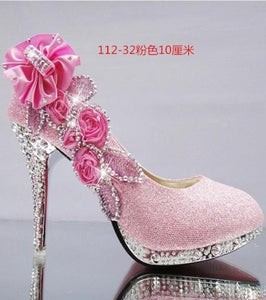 Wedding Shoes Glitter Gorgeous Bridal Evening Party Crystal High Heels Women Shoes Sexy Woman Pumps silver Bridal Shoes 34-41