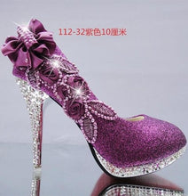 Load image into Gallery viewer, Wedding Shoes Glitter Gorgeous Bridal Evening Party Crystal High Heels Women Shoes Sexy Woman Pumps silver Bridal Shoes 34-41