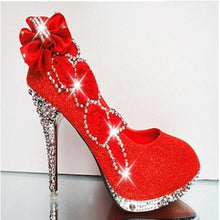 Load image into Gallery viewer, Wedding Shoes Glitter Gorgeous Bridal Evening Party Crystal High Heels Women Shoes Sexy Woman Pumps silver Bridal Shoes 34-41