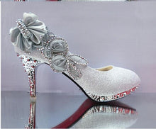 Load image into Gallery viewer, Wedding Shoes Glitter Gorgeous Bridal Evening Party Crystal High Heels Women Shoes Sexy Woman Pumps silver Bridal Shoes 34-41