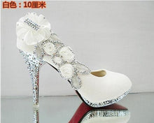 Load image into Gallery viewer, Wedding Shoes Glitter Gorgeous Bridal Evening Party Crystal High Heels Women Shoes Sexy Woman Pumps silver Bridal Shoes 34-41