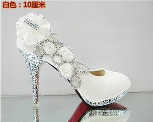 Wedding Shoes Glitter Gorgeous Bridal Evening Party Crystal High Heels Women Shoes Sexy Woman Pumps silver Bridal Shoes 34-41