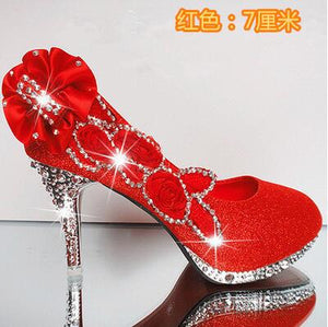 Wedding Shoes Glitter Gorgeous Bridal Evening Party Crystal High Heels Women Shoes Sexy Woman Pumps silver Bridal Shoes 34-41