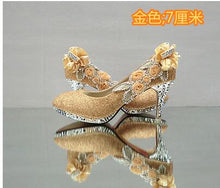 Load image into Gallery viewer, Wedding Shoes Glitter Gorgeous Bridal Evening Party Crystal High Heels Women Shoes Sexy Woman Pumps silver Bridal Shoes 34-41