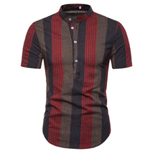 Load image into Gallery viewer, Male Polos Striped Slim Fit Short Sleeve Stand Collar Polo Shirt Men